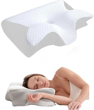 Générique Oreillers Ergonomique Cervical 2 en 1 - Oreiller Orthopédique à Mémoire de Forme pour Dormir sur Le Dos et Le Côté, Confort Optimal pour la Nuque