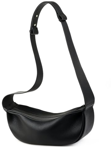 DONNAIN Moon Bag Damen, Umhängetasche Leder, Crossbody Bag | Halbmond Tasche Damen, Ledertasche Damen Echtleder, Shoulder bag, Sling bag, Kleine Schultertasche mit Breitem Riemen