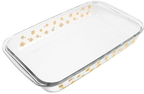 LABRIMP Plat de Cuisson Verre Rectangulaire Résistant Chaleur pour Four et Micro-ondes Plat Polyvalent pour Rôtir Cuire Vapeur et Casseroles pour Poissons et Pains Familiaux
