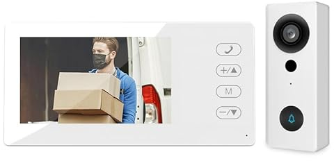 Sonnette vidéo sans fil extérieure étanche IP55 480P avec écran TFT de 4,3 pouces, audio bidirectionnel, vision nocturne, compatible avec Tuya Smart App, 2,4 GHz