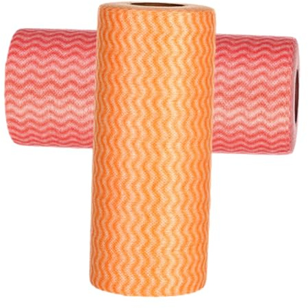 Toyvian 2 rollos Paños Desechables para Cocina Absorbentes sin Lavar Trapos Prácticos Multiusos para Limpieza y Secado Colores Rojo y Naranja para Uso Doméstico