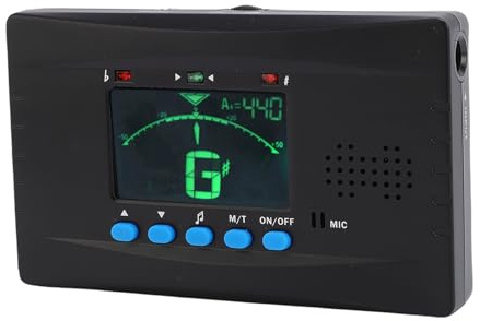 HUSHUI Sintonizador de Metrónomo Guzheng, Generador Electrónico de Pantalla LCD con Diseño de Marco de Soporte, para Afinación Precisa y Selección de Sonido en Ambientes Ruidosos