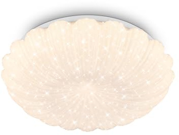 BRILONER LED-taklampa med stjärnhimmelseffekt, varmvit belysning, dekorativ vågig kant, vardagsrumsljuskrona, kökskrona, LED-taklampa för vardagsrum, 28,5 x 7,5 cm, vit