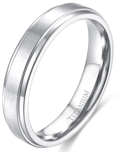 TIEHOKTW Verlobungsringe Herren Damen Silber, Ehering Titan 4MM/6MM/8MM Abgeschrägte Kante Hochzeitsringe Freundschaftsringe Matt mit Gravur Paarringe Modeschmuck Größe 47-74