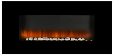 Classic Fire Vancouver Camineo Elettrico - Caminetto Elettrico 105,5 x 48 x 12 cm - Stufa Elettrica con Fiamme LED - con Riscaldamento, Telecomando e Timer - 2000W - Montaggio a Parete - Nero