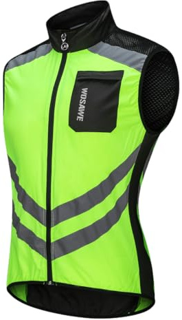 WOSAWE Herren Damen Fahrradjacke Leicht Atmungsaktiv Reflektierende Radweste Winddicht Sportbekleidung (B8 Grün Weste, L)