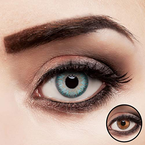 aricona Kontaktlinsen ohne Stärke | Premium | intensiv türkisblau-farbige Jahreslinsen - 2er Pack