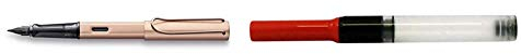 Lamy Lx Füllhalter 076 – Füller aus Aluminium in der Farbe Roségold mit transparentem Griffstück und Stahlfeder – Federstärke M & Z28 Konverter – Konverter für Füllhalter in der Farbe Rot – 1 Stück
