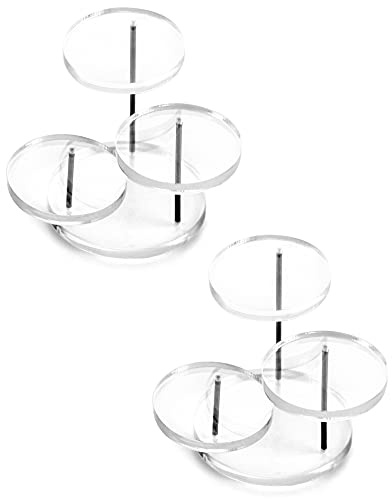 QWORK® 3-Stufig Mini Acryl Display Ständer, Runder Transparente Acryl Display Riser für Ringe Ohrringe Armbänder Mini Figuren (2 Stück)