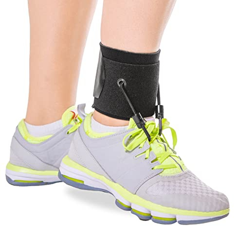 BraceAbility AFO Foot Drop Brace - Adjustable Soft Ankle Foot Orthosis Drop Foot Brace for Men and Women, Walking with Shoes, Toe Lifter Support, Dorsiflexion Assist Brace Fits Left or Right (L/XL)