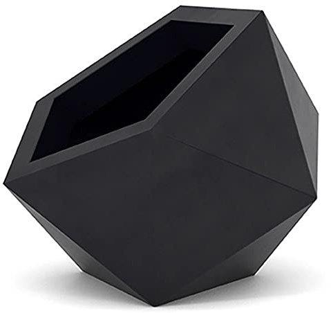 FORVEGA Dione Blumentopf | Pflanzgefäß | Blumenständer | Übertopf | Asymmetrischer Moderner Pflanzenständer für Terrasse, Balkon, Haus und Garten | Deko | Innen & Außenbereich | 43x46 cm | Schwarz