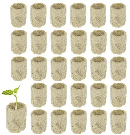 OHYER 30 Stück Rockwool Cube Steinwolle Plugs Erde Sämlingsblock Anzuchtwürfel Steinwolle Cube Hydroponic Erdlose Kultur Zylindrische Pflanzenstopfen für Stecklinge Anbau von Sämling Gemüse