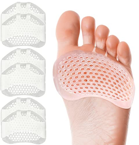 Metatarsal Pads Women Men 6 Pack, Reusable Gel Ball of Foot Cushion for Women High Heels, Foot Pads for Pain Relief for Shoes Pads, Bunion Forefoot Pads, Foot Cushion for Ball of Feet Clear