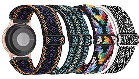 Elastic Nylon Strap 4-Pack: 18mm, 19mm, 20mm, 22mm Quick Release - Compatible with Samsung, Garmin, Fossil, Amazfit, Huawei Watch