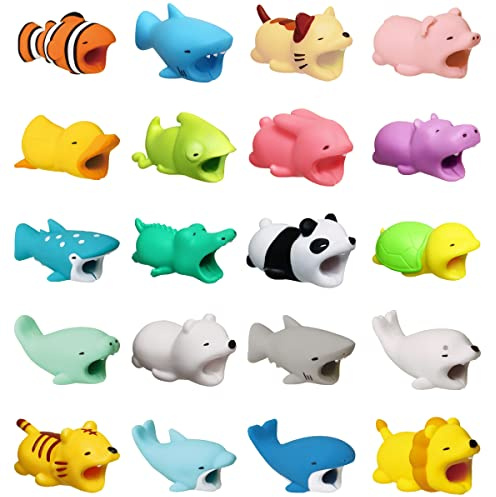 UptVin 20 Pcs Protege Cable Animau, Câble Bite Cute Animal Protector de Câble en Plastique Animal Cable Protector pour Téléphone Chargeur USB Protect