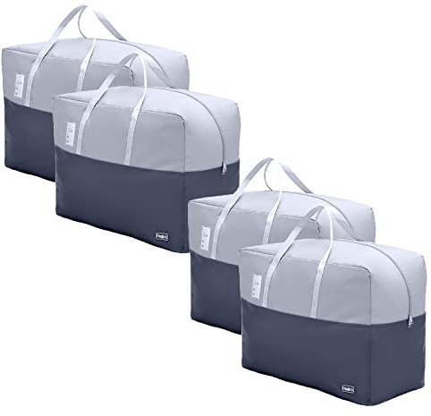 75L Clothes Storage Bags with Zips, 4 PCS Oxford Cloth Duvet Storage Bag King Size, laundry bags, Breathable Underbed Storage Bags for Quilt, Blankets, Bedding, Sturdy Large Storage Bags, No-Smell