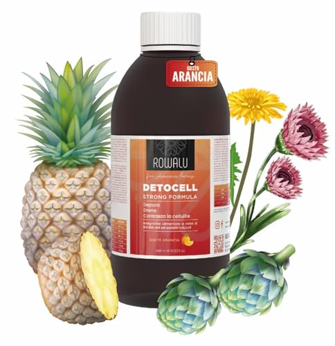 ROWALU | Bromelina Drenante | Drenante Forte con Bromelina ed Estratti Naturali | Drenante Gambe contrasta la Cellulite ed il Gonfiore Addominale | 500 ML, Gusto Arancia | Made in Italy