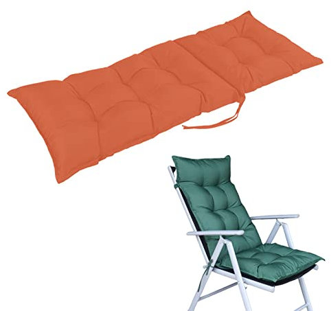 YBLANDRV Schaukelstuhl Kissen Outdoor, Gartenstuhl Auflage mit Haltegurt, Hochlehner Auflage, Atmungsaktive Relaxstuhl Auflage, Relaxsessel Auflage Wasserabweisend (Orange 120x50x8cm)