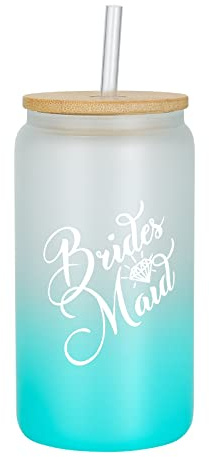 pengtai Bridesmaid Gifts - Bachelorette Party Favors, Will You Be My Bridesmaid Gift - Glass Tumbler Set of 1 With Straw