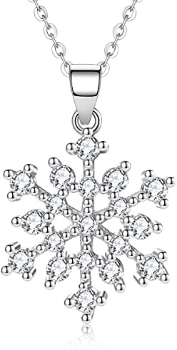Schneeflocken Ohrringe Schneeflocken Halskette für Damen 925 Sterling Silber Zirkonia Winterfeier Blumen Schneeflocken Ohrhänger Weihnachtsschmuck Geschenke für Damen