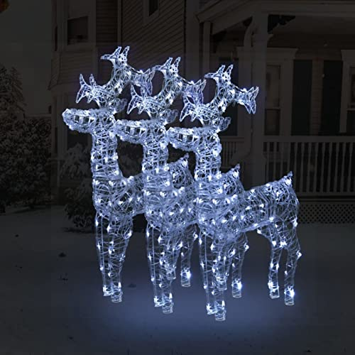 BaraSh Rentiere Weihnachtsdekoration 3 STK. 60x16x100 cm Acryl Weihnachtsdeko Figuren