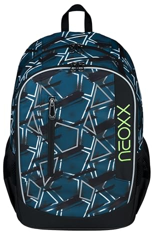 neoxx Rucksack FLOW Flash yourself - Rucksack für die Schule und Freizeit mit 2 Fächern – Volumen ca. 20 Liter
