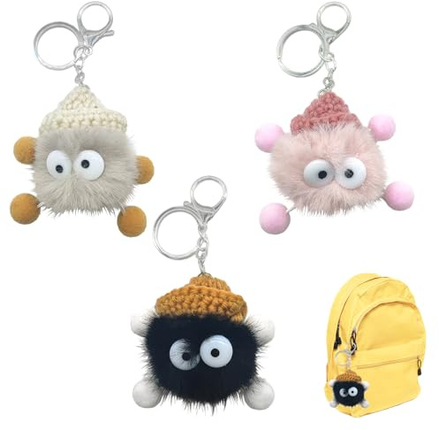 Vordpe 3 Stück Schlüsselanhänger Plüsch Niedlich Weicher, Schlüsselanhänger Auto, Cartoon Schlüsselanhänger Keychain, Keychain Cute, für Schulranzen Dekoration Anhänger