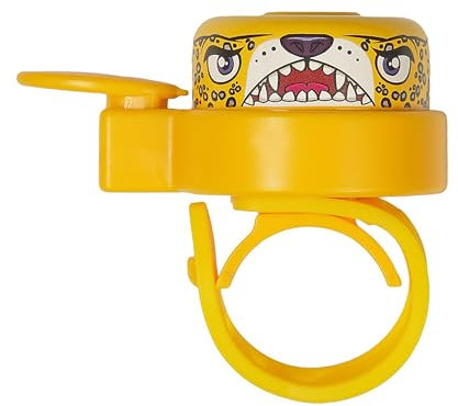 Crazy Safety Animal Leopard Fahrradklingel Kinder | Wetterfeste Fahrrad Klingel Laut für Radfahren und Laufrad | Leichte Handhabung | Rechts- oder Linkshänder | Fahrradglocke für Kinder (Gelb)