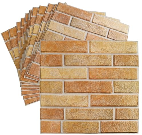 Pannelli da parete 3D, autoadesivi, in pietra, autoadesivi, pannelli da parete, in PVC, impermeabili, imbottiti, per sala da pranzo, cucina, 30 x 30 cm, 12 pezzi