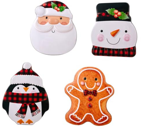 COLLBATH 4pcs Christmas Candy Tins and Holiday Tinplate Boxes Set, Decorative Cookie Tins with Lid, Plaid Metal Storage Containers for Christmas Treats and Sweet Storage