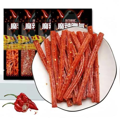 MKSDDF -72 g * 4 confezioni Latiao strisce piccanti cinesi bastoncini piccanti snack asiatici snack piccanti super piccanti confezione regalo combinazione-snack da ufficio-snack desiderosi snack