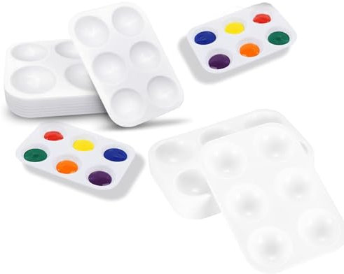 20Pcs White Art Paint Tray Palette - Rectangular, 6 Wells Paint Tray for Kids, Adult, Student, Artist Craft, Painting Party, DIY Craft