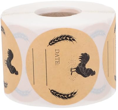 SECFOU Chicken Accessory Egg Box Stickers Kraft Paper Labels Adhesive Egg Carton Stickers Round Shape Fresh Packaging