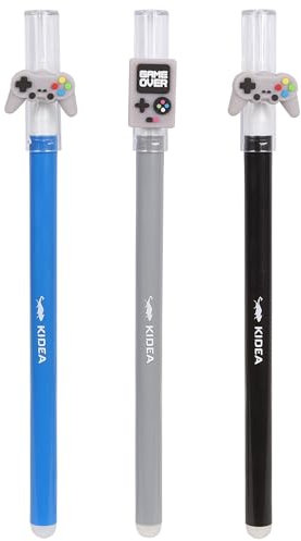 sarcia.eu Gelschreiber mit Radiergummi für Gamer, löschbar, blaue Tinte, Büro, Schule, für Jungen 3x