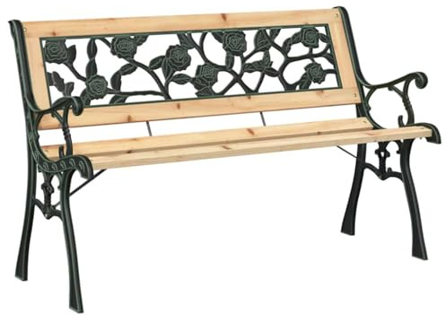 vidaXL Gartenbank mit Kissen Braun 116 x 54 x 73 cm Holz, Garten und Terrasse, Moderner rechteckiger Bänkle, Robustes, wetterfestes Sitzmöbel, Minimalistischer Stil