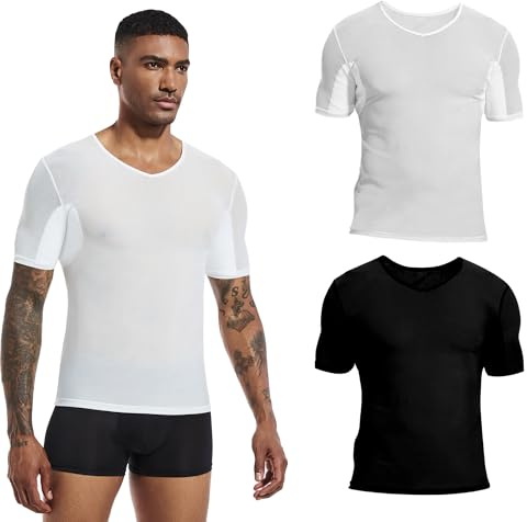 VINELEA 2 st mäns andningsbara underarmsvettkuddar underarm svettdynor skjorta för män svettsäkra tröjor för nätdesign, Svart vit, M