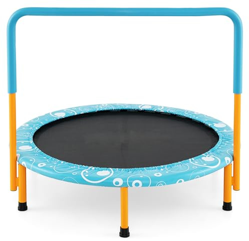 COSTWAY Trampolino Elastico per Bambini, Tappeto Elastico Pieghevole per Bambini con Copertura, Cuscinetti Antiscivolo e Maniglia, Ideale per Interno ed Esterno, Carico Massimo 150 kg