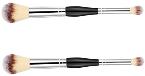 Healeved Dual End Kosmetikpinsel Satz Großzügig Doppelseitiger Puder Und Rouge Mischpinsel Make up Tool Mit Stabilem Griff Für Frauen Mädchen Inkl Pvc Tasche Zum Fixieren Und Verblenden