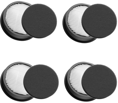 HOSECES VAC01 VAC02 Replacement HEPA Filters Sets, 4HEPA+4Sponge Compatible with SMOTURE VAC01 / VAC02 / VC70 & for Ozeeco EC01 Cordless Upright Vacuum Cleaner Filter