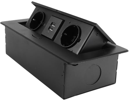 Tofficu Pop Up USB Steckdose für Konferenztische Versenkbare Tischsteckdose mit Dämpfung Schwarz für Stecker Einfache Installation für Büro und Tagungsräume