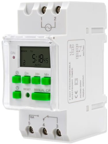 DewinLVD Zeitschaltuhr Hutschiene Digitale AC 15A 230V | Schaltprogramme Digitale Zeitschaltuhren Wöchentlich Zeitschaltuhr mit Reset Programmierung