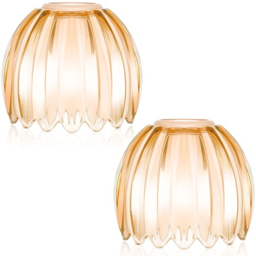 Teenyyou 2 Pcs Glass Tulip Lamp Shade, 1-5/8 (1.65) UNO-Fitter,Amber