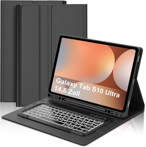 Occtingkind Per Galaxy Tab S10 Ultra 14,6 Cover Tastiera con RGB Italiana | Con Retroilluminazione 7 Colori - Custodia Magnetica Keyboard, Utilizzo ottimale, Tastiera per Tab S10 Ultra Nero