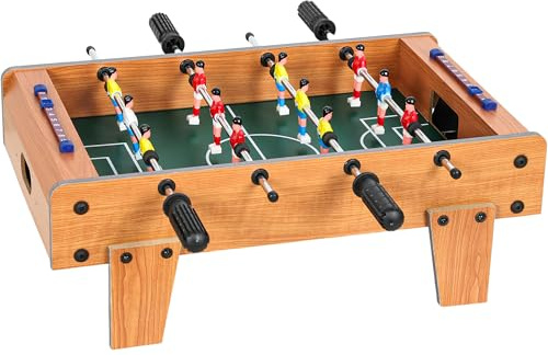 SPORTNOW 20 in Table-top Football Table with Stainless Steel Rods, Compact Foosball Table for Kids and Adults, All-Inclusive Foosball Game Set for Indoor, Nature Wood Finish