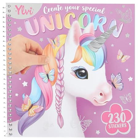 Depesche 13750 Ylvi Create Your Special Unicorn - Dress Me Up Stickerbuch mit 24 Seiten Einhorn Motiven zum Verzieren, inkl. 11 Seiten Accessoire-Sticker