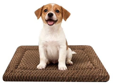 Dog Bed Mat,Reversible & Ultra Soft Kennel Pad-Machine Washable Pet Bed for Dogs & Cats-All-Weather Crate Liner for Crates,Carriers & Travel (Dark Brown, 24 L x 18 W x 1.5 Th)