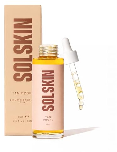 SOLSKIN Tanning Drops for Face & Body Custom Glow with Hyaluronic Acid & Papaya, Mix into Skin Care or Moisturiser for Gradual Fake Tan, Dermatologist-Tested for Sensitive Skin, Vegan, 25ml