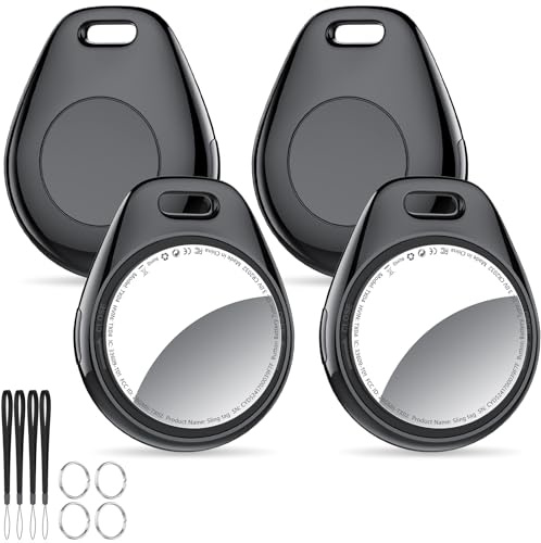 Tukio® Air Tags Item Finder-4 Pack Black, Compatible with Apple Find My (iOS Only) Replaceable Battery, 5.3 Bluetooth Tracker and Item Locator with 100dB Sound,Your Luggage Tracker,Key Tracker,etc.