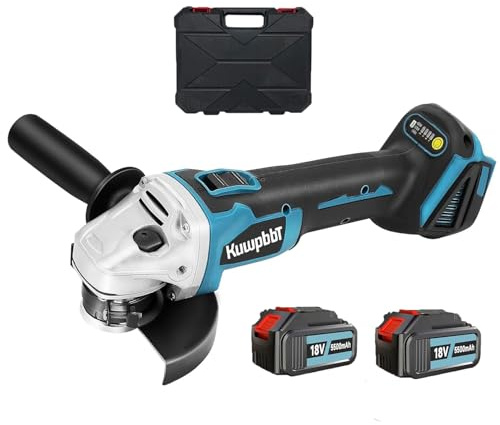 Kabellos Akku Winkelschleifer,Neues Upgrade Ersatz DGA504Z, Akku Flex Trennschleifer 125mm, mit 2× 5.5Ah Akkus & Ladegerät,8500U/min, für Präzises Trennen und Schleifen（Blau）