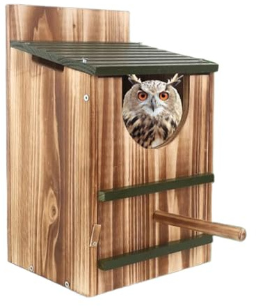 Eulen Nistkasten - Unterschlupf Aus Holz,Karbonisierter Schleiereulen Nistkasten,Für Eichhörnchen Vögel Tauben Im Garten Draußen Am Haus Auf Der Und Im